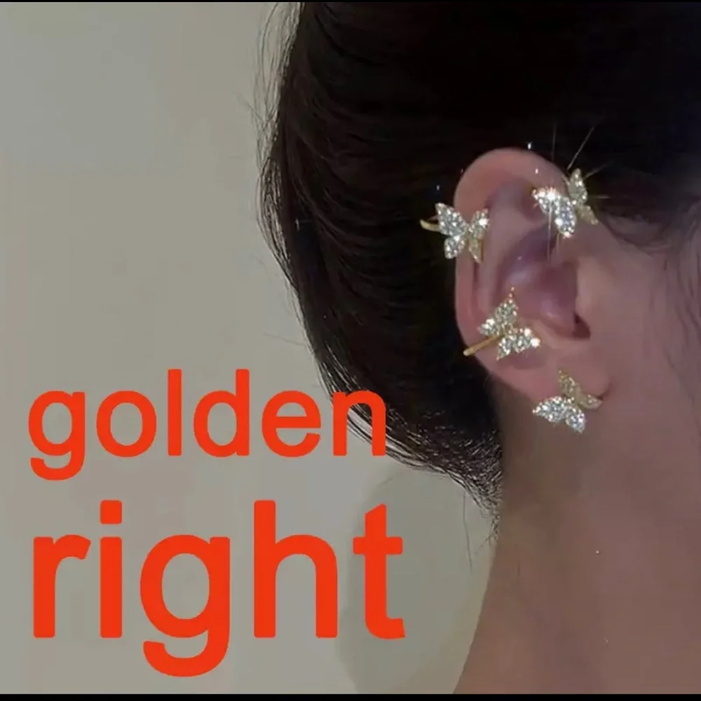 Silver/gold Elegant Easy Clip Butterfly Earrings - Picture 9 of 16